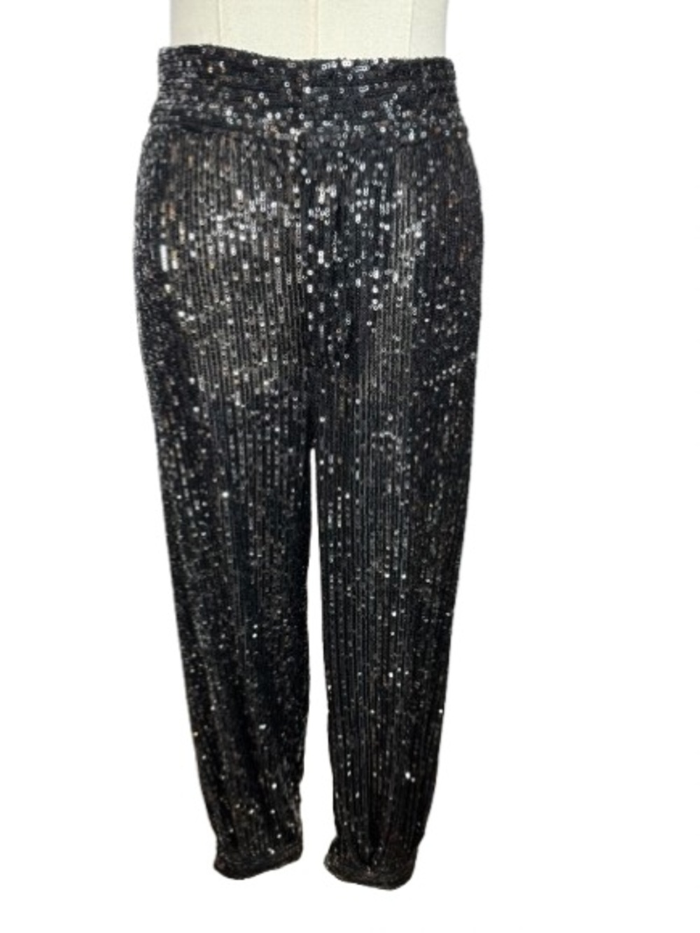 Zara Black Sequin Sheer Jogger Pants